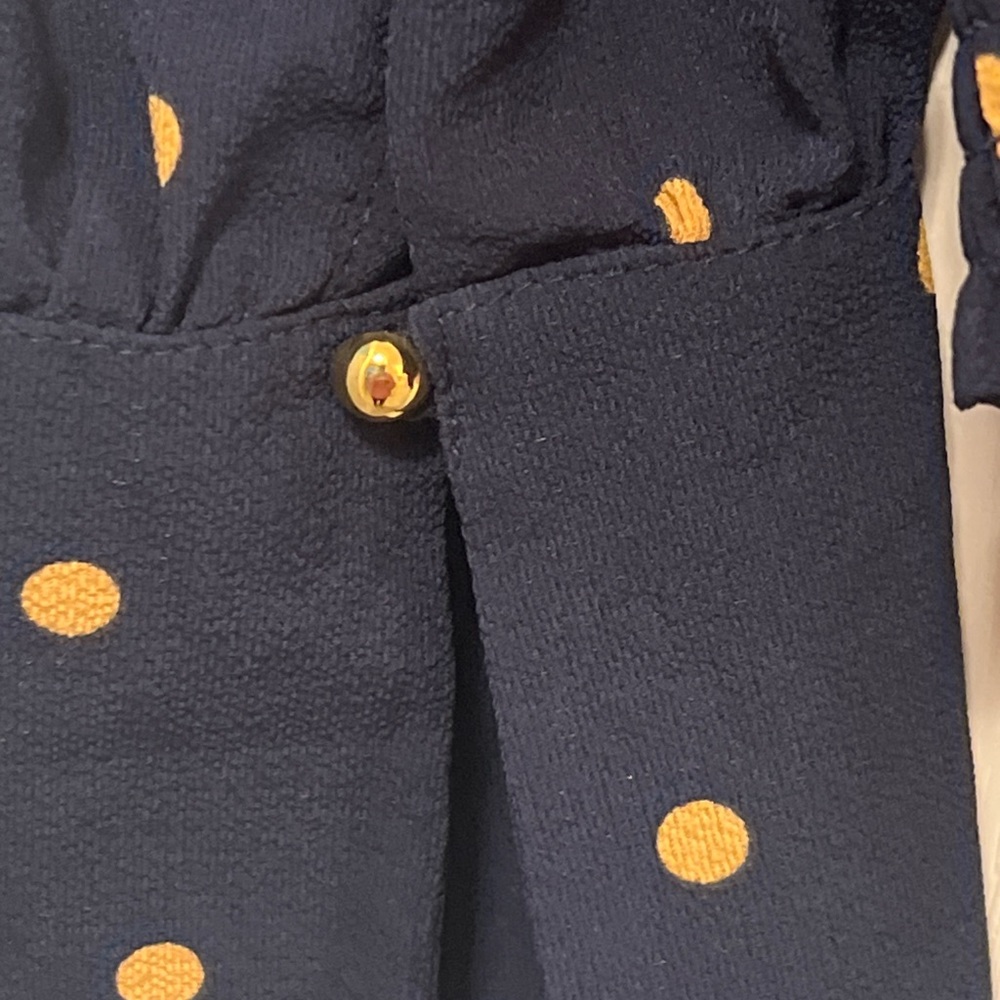 Elegant Navy Polka Dot Blouse with Bow Accent - Picture 2 of 8